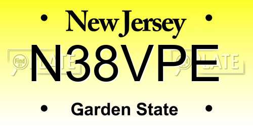 N38VPE New Jersey License Plate