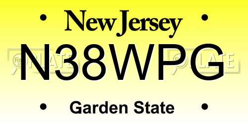 N38WPG New Jersey License Plate