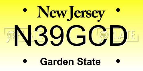 N39GCD New Jersey License Plate