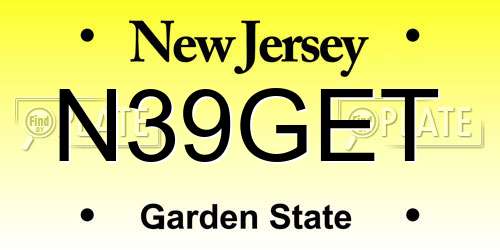 N39GET New Jersey License Plate