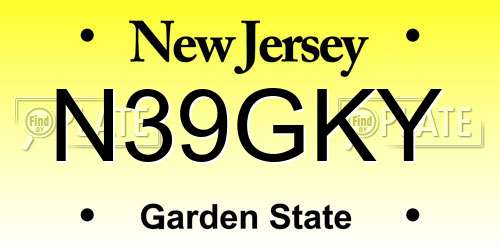 N39GKY New Jersey License Plate