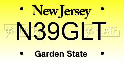 N39GLT New Jersey License Plate