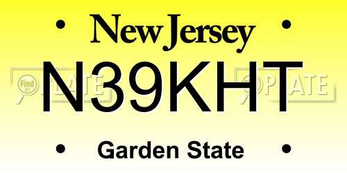 N39KHT New Jersey License Plate
