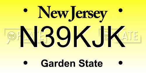N39KJK New Jersey License Plate