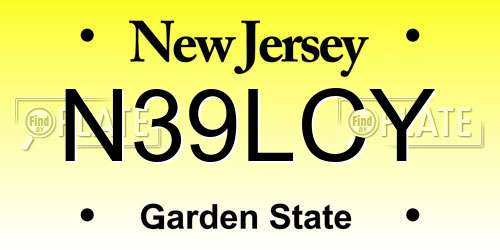 N39LCY New Jersey License Plate