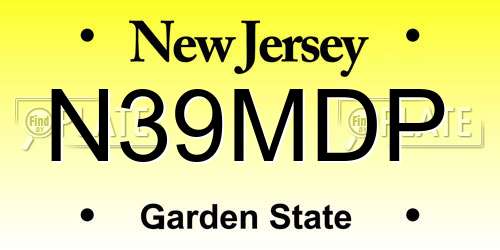 N39MDP New Jersey License Plate
