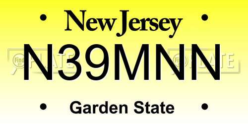 N39MNN New Jersey License Plate
