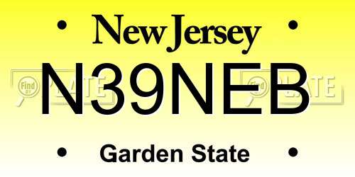 N39NEB New Jersey License Plate