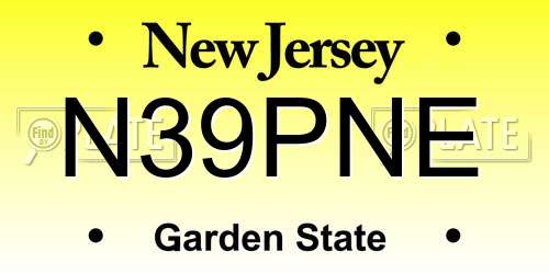 N39PNE New Jersey License Plate