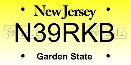 N39RKB New Jersey License Plate