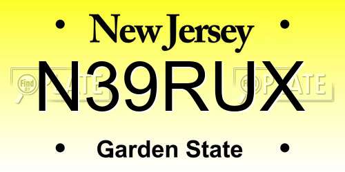 N39RUX New Jersey License Plate
