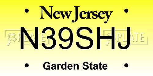 N39SHJ New Jersey License Plate