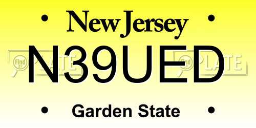 N39UED New Jersey License Plate
