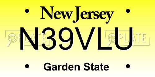 N39VLU New Jersey License Plate