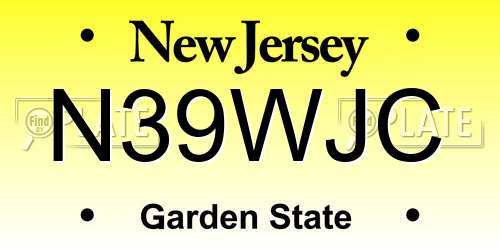 N39WJC New Jersey License Plate
