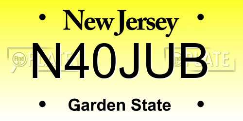 N40JUB New Jersey License Plate