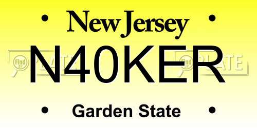 N40KER New Jersey License Plate