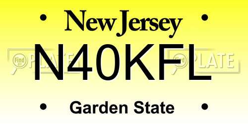 N40KFL New Jersey License Plate