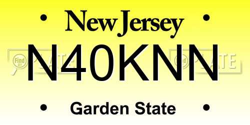 N40KNN New Jersey License Plate