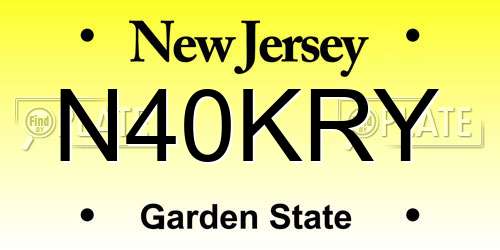 N40KRY New Jersey License Plate
