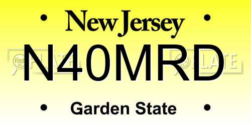 N40MRD New Jersey License Plate