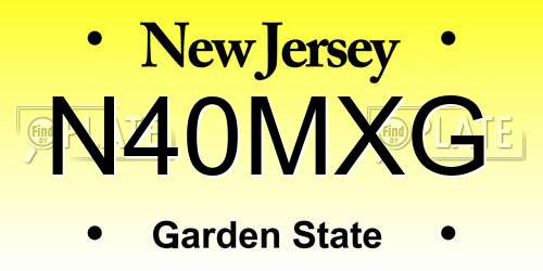 N40MXG New Jersey License Plate