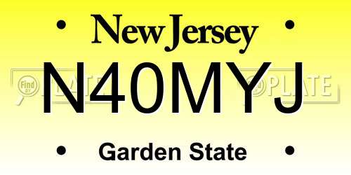N40MYJ New Jersey License Plate