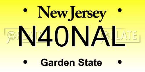 N40NAL New Jersey License Plate