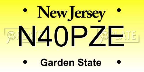 N40PZE New Jersey License Plate