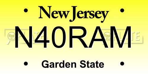 N40RAM New Jersey License Plate