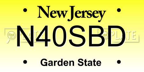 N40SBD New Jersey License Plate