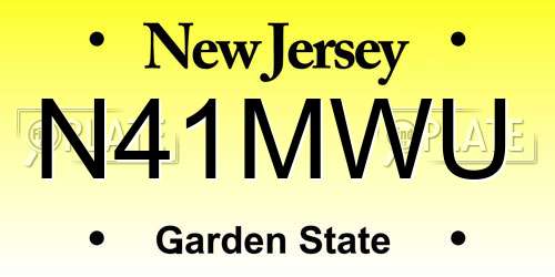 N41MWU New Jersey License Plate