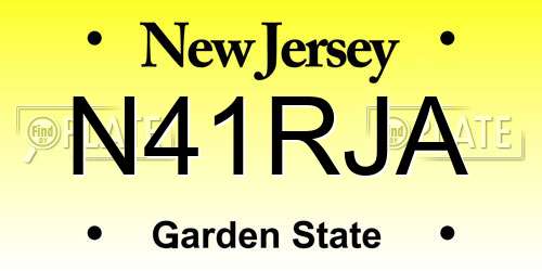 N41RJA New Jersey License Plate