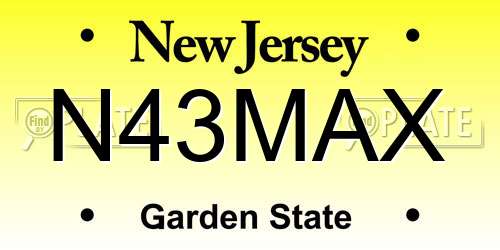 N43MAX New Jersey License Plate