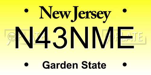 N43NME New Jersey License Plate