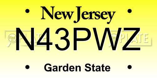 N43PWZ New Jersey License Plate