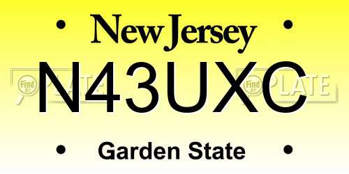 N43UXC New Jersey License Plate