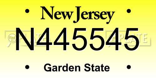 N445545 New Jersey License Plate