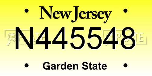 N445548 New Jersey License Plate