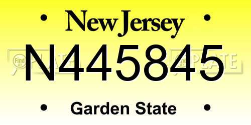 N445845 New Jersey License Plate