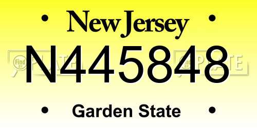 N445848 New Jersey License Plate