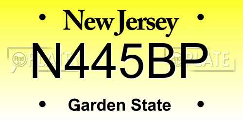 N445BP New Jersey License Plate