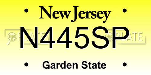 N445SP New Jersey License Plate