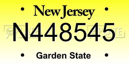 N448545 New Jersey License Plate