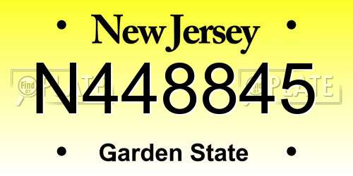 N448845 New Jersey License Plate