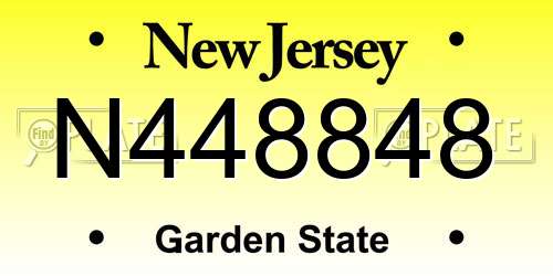N448848 New Jersey License Plate