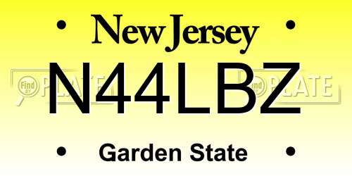 N44LBZ New Jersey License Plate