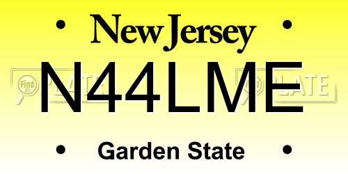 N44LME New Jersey License Plate