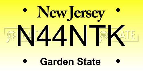 N44NTK New Jersey License Plate