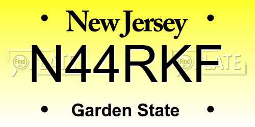 N44RKF New Jersey License Plate